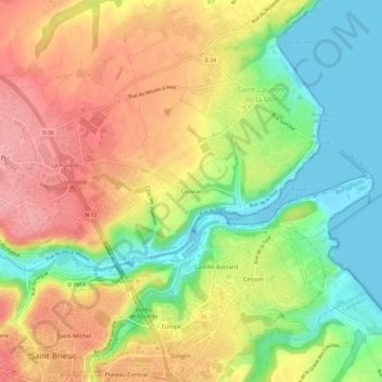 Mapa topográfico Couvran, altitude, relevo