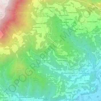 Mapa topográfico Contrà Laita, altitude, relevo