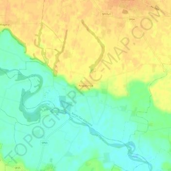 Mapa topográfico Acqualunga, altitude, relevo