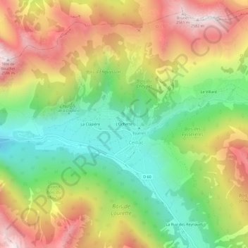 Mapa topográfico L'Ochette, altitude, relevo