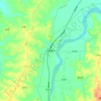 Mapa topográfico 马堽集乡, altitude, relevo