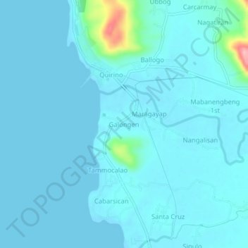 Mapa topográfico Galongen, altitude, relevo