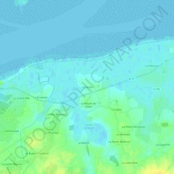 Mapa topográfico Le Tertre, altitude, relevo