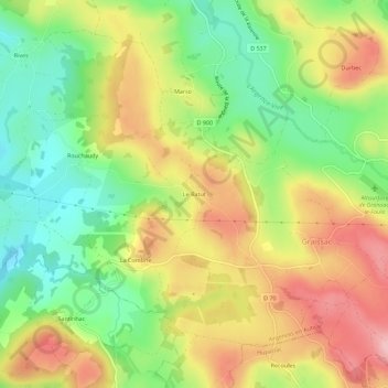 Mapa topográfico Le Batut, altitude, relevo