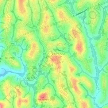 Mapa topográfico Bafou Chefferie, altitude, relevo