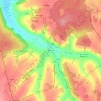 Mapa topográfico Berluvier, altitude, relevo
