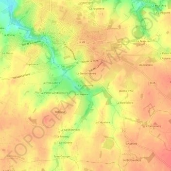 Mapa topográfico La Gilardière, altitude, relevo