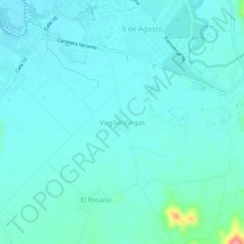Mapa topográfico Virgilio Vargas, altitude, relevo