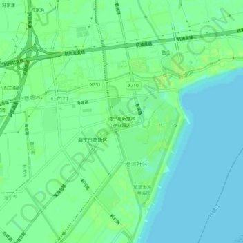 Mapa topográfico 海宁高新技术产业园区, altitude, relevo