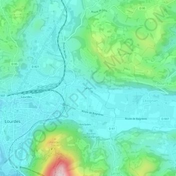 Mapa topográfico Sarsan, altitude, relevo