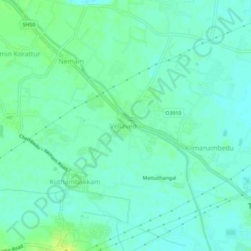 Mapa topográfico Vellavedu, altitude, relevo