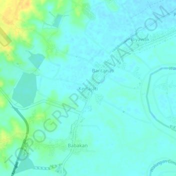 Mapa topográfico Kertajati, altitude, relevo