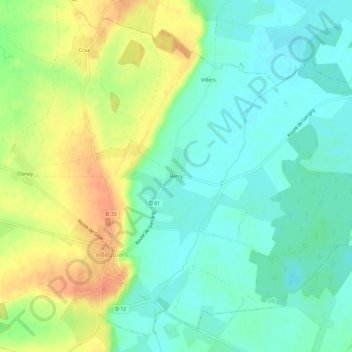 Mapa topográfico Berry, altitude, relevo