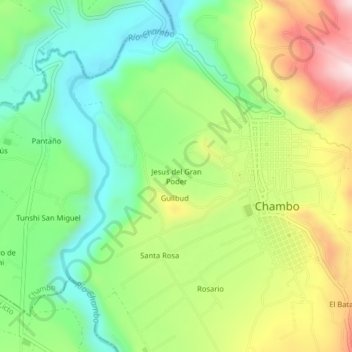 Mapa topográfico Jesus del Gran Poder, altitude, relevo