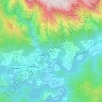 Mapa topográfico La Coste, altitude, relevo