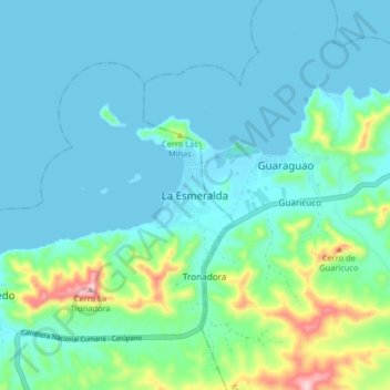 Mapa topográfico La Esmeralda, altitude, relevo