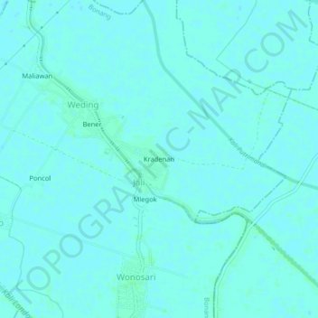 Mapa topográfico Kradenan, altitude, relevo