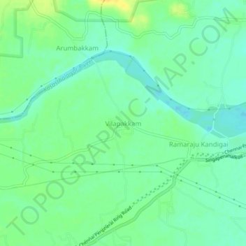 Mapa topográfico Vilapakkam, altitude, relevo