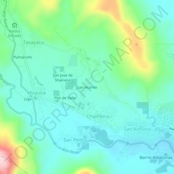 Mapa topográfico San vicente, altitude, relevo