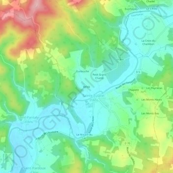 Mapa topográfico Belsis, altitude, relevo