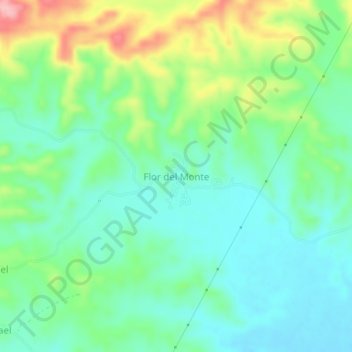 Mapa topográfico Flor del Monte, altitude, relevo