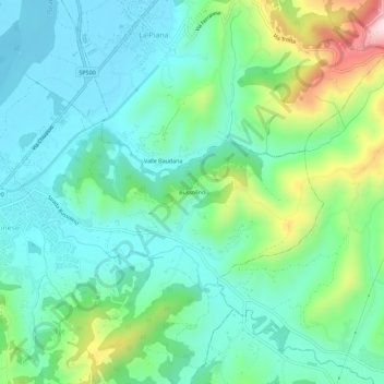 Mapa topográfico Bussolino, altitude, relevo