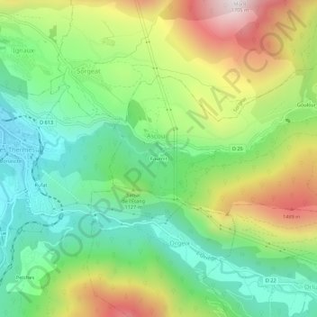 Mapa topográfico Fournit, altitude, relevo