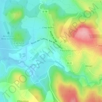 Mapa topográfico La Moutade, altitude, relevo