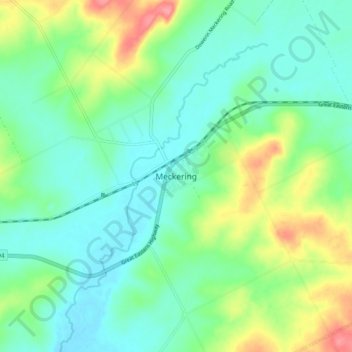 Mapa topográfico Meckering, altitude, relevo