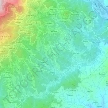 Mapa topográfico Cereie, altitude, relevo