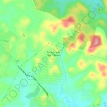 Mapa topográfico Cabecera de Río Potrero, altitude, relevo