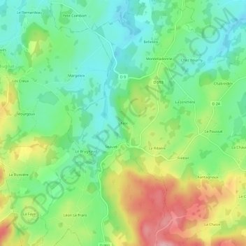 Mapa topográfico Cheix, altitude, relevo