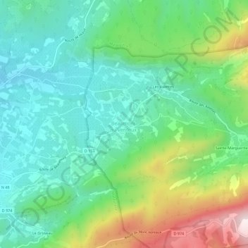 Mapa topográfico Les Cabanes, altitude, relevo