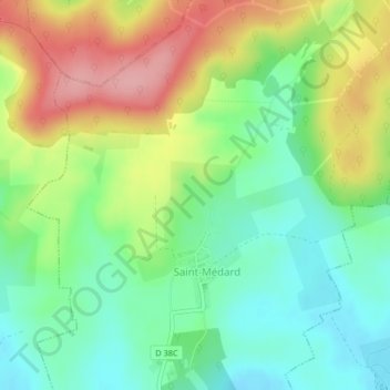 Mapa topográfico Rondeau du Calbert, altitude, relevo