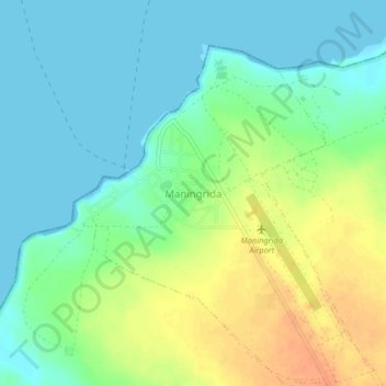 Mapa topográfico Maningrida, altitude, relevo