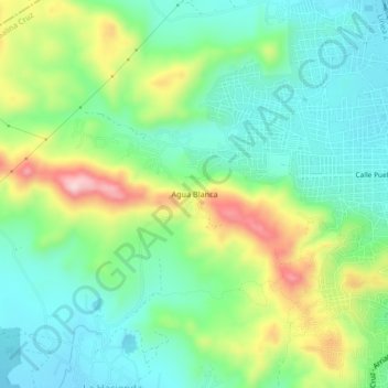 Mapa topográfico Agua Blanca, altitude, relevo