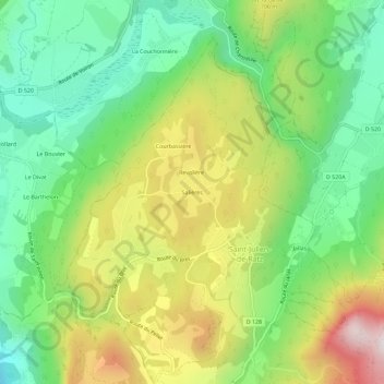 Mapa topográfico Salières, altitude, relevo