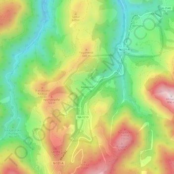 Mapa topográfico Almandoz, altitude, relevo