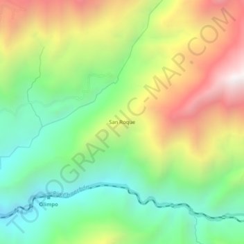 Mapa topográfico San Roque, altitude, relevo