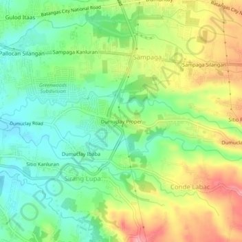 Mapa topográfico Domoclay Proper, altitude, relevo