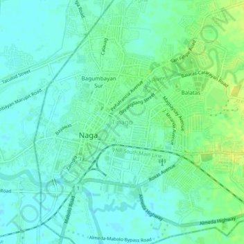 Mapa topográfico Tinago, altitude, relevo