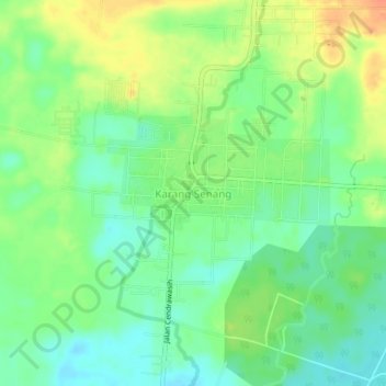Mapa topográfico Karang Senang, altitude, relevo
