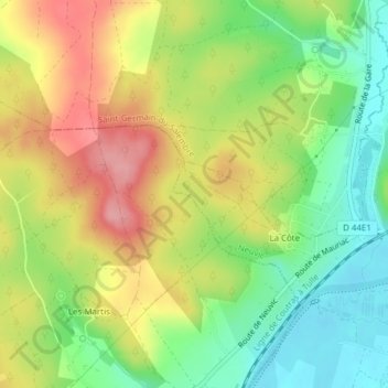 Mapa topográfico Debas, altitude, relevo