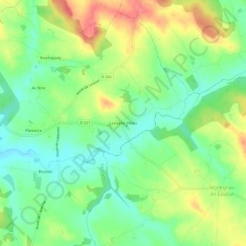 Mapa topográfico Lamothe d'Allès, altitude, relevo
