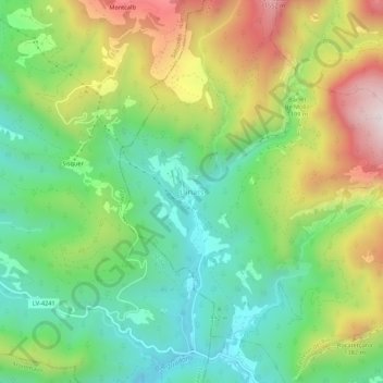Mapa topográfico Llinars, altitude, relevo