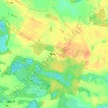 Mapa topográfico Bonin, altitude, relevo