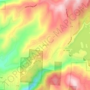 Mapa topográfico Sly Park, altitude, relevo
