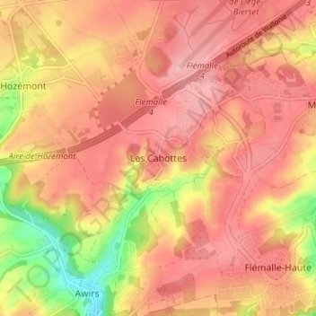 Mapa topográfico Les Cahottes, altitude, relevo