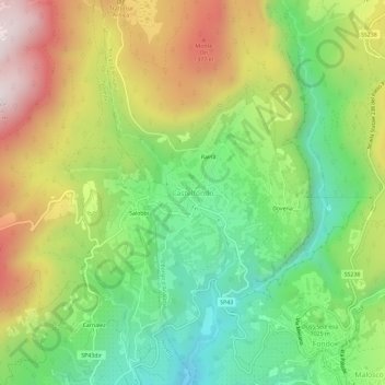 Mapa topográfico Castelfondo, altitude, relevo