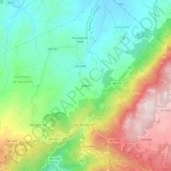 Mapa topográfico Sesmil, altitude, relevo
